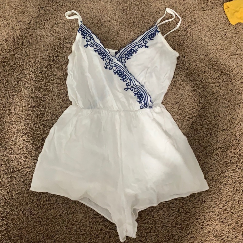 Kendall and Kylie Blue and white romper
